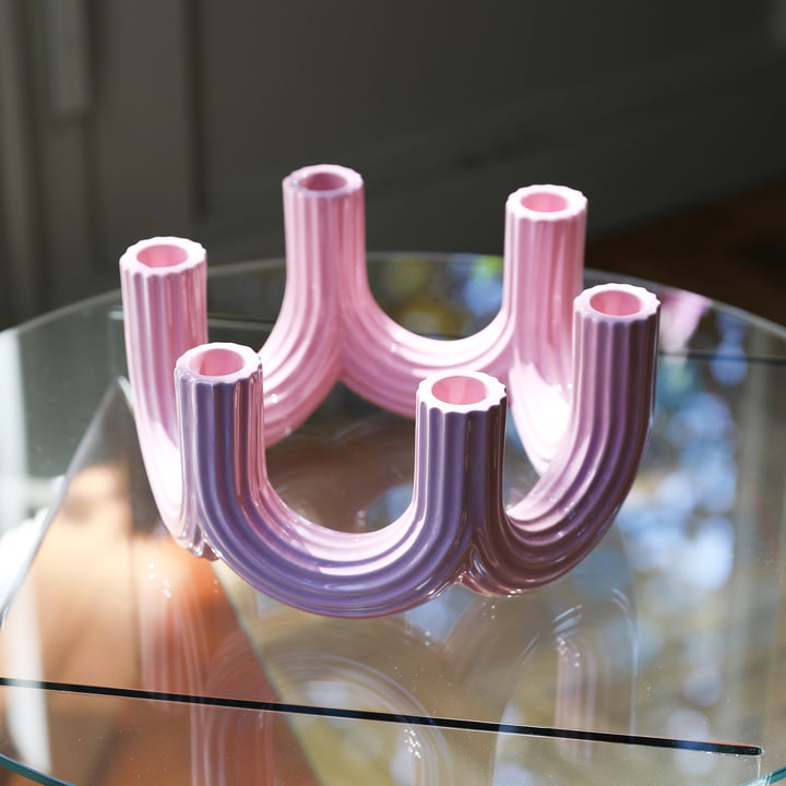 & klevering - Churros Bougeoir 11 x Ø 23,5 cm, rose
