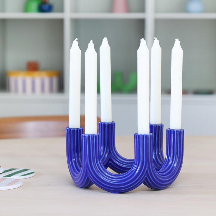 & klevering - Churros Bougeoir 11 x Ø 23,5 cm, bleu
