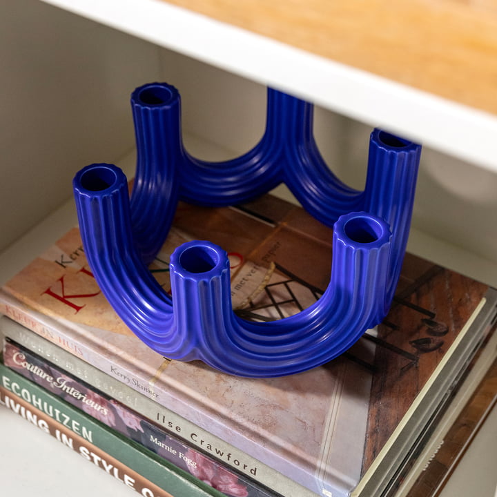 & klevering - Churros Bougeoir 11 x Ø 23,5 cm, bleu