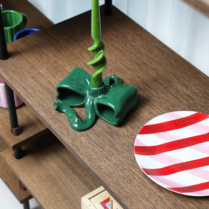 & klevering - Ribbon bougeoir, vert, assiette Bliss