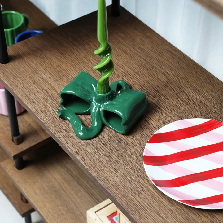 & klevering - Ribbon bougeoir, vert, assiette Bliss