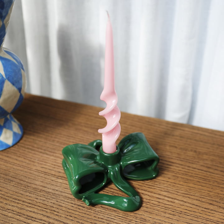 & klevering - Ribbon bougeoir, vert, bougie tige Alpha