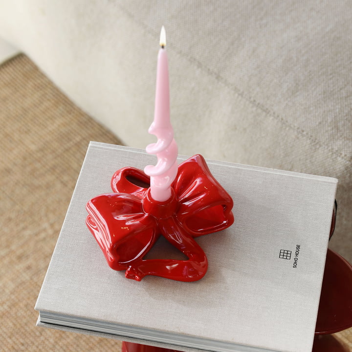 & klevering - Ribbon bougeoir, rouge, bougie bâton Alpha