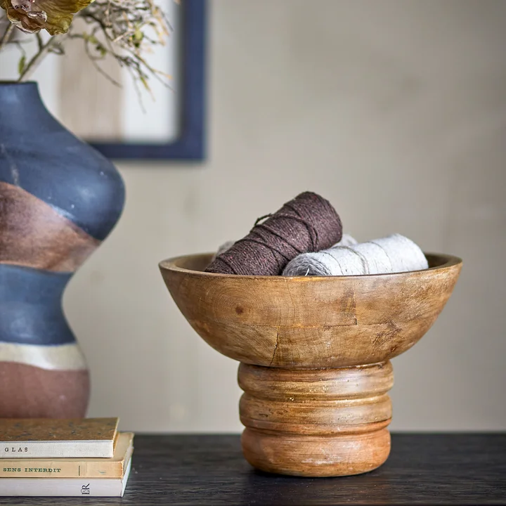 Bloomingville - Nanuka coupe à socle, Ø 20,5 x 14,5 cm, Mano naturel