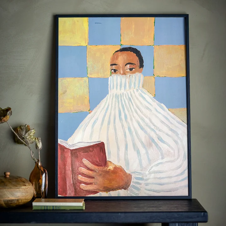 Bloomingville - Filicia tableau mural avec cadre, 52 x 72 cm, multicolore