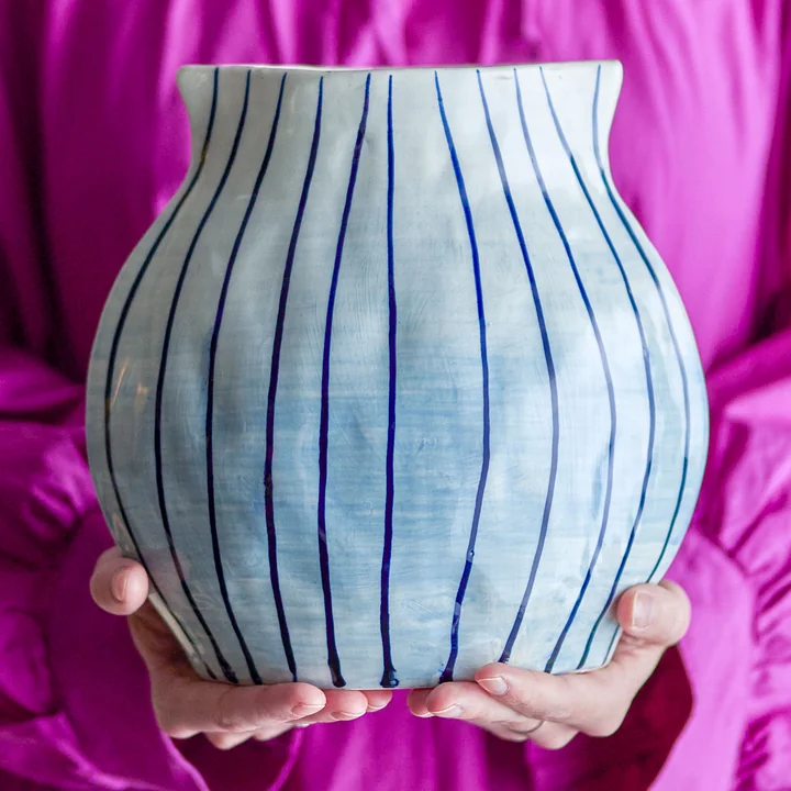 Bloomingville - Esra Vase, H 22 cm, bleu