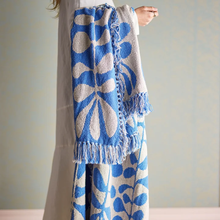 Bloomingville - Nevine couverture, 130 x 160 cm, bleu