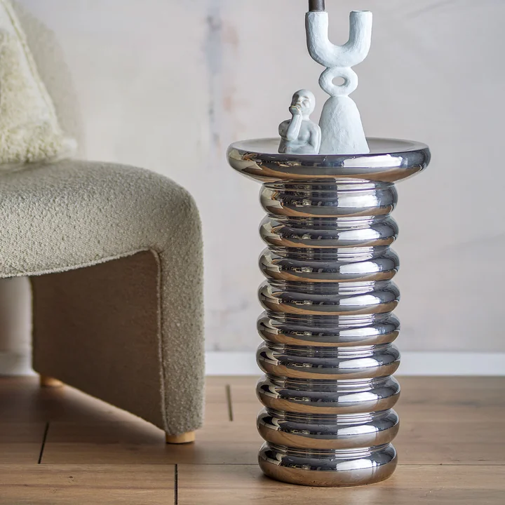 Bloomingville - Spike table d'appoint, Ø 30 x 50 cm, argenté