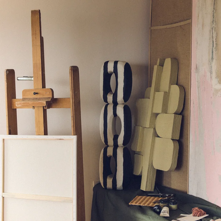 HKliving - Sculpture d'art monochrome, noir / blanc