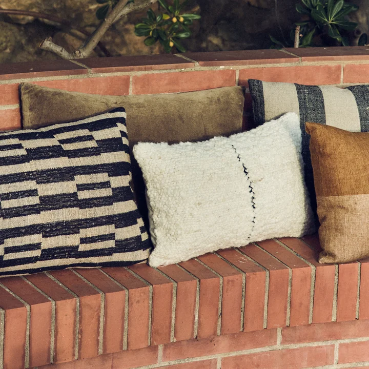 HKliving - Natural Coussin en laine, 50 x 30 cm, rayé