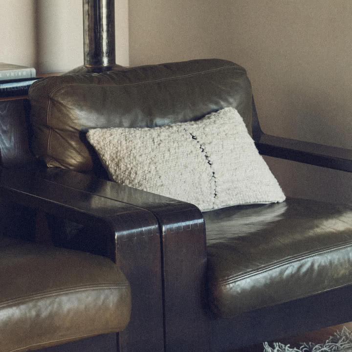 HKliving - Natural Coussin en laine, 50 x 30 cm, rayé