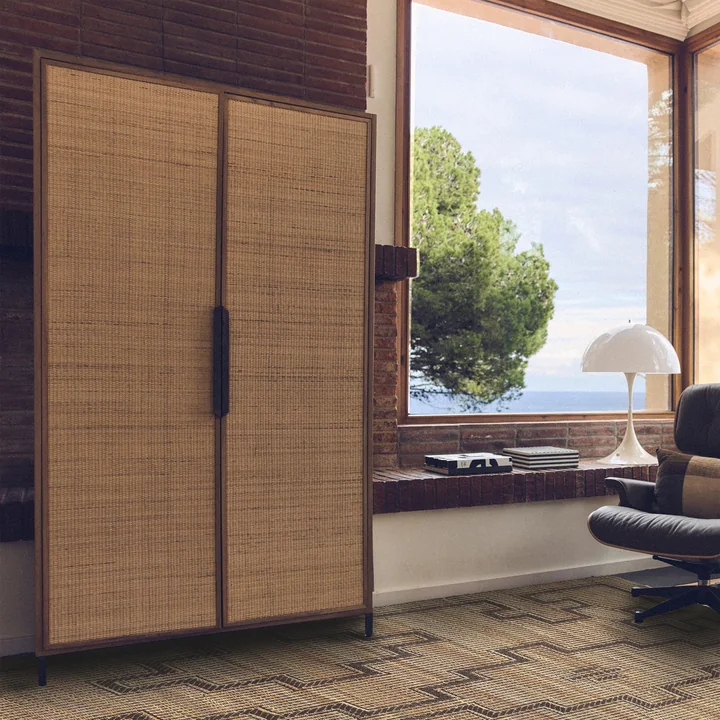 HKliving - Pioneer Armoire, 100 x 180 cm, rotin