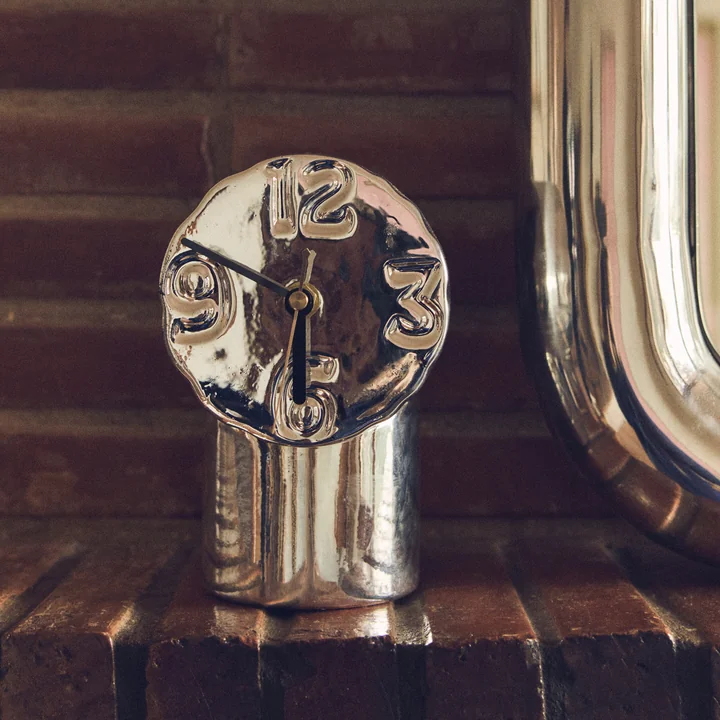 HKliving - Horloge de table rétro en céramique, chrome