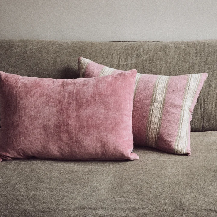 HKliving - Coussin en velours, 40 x 60 cm, rose