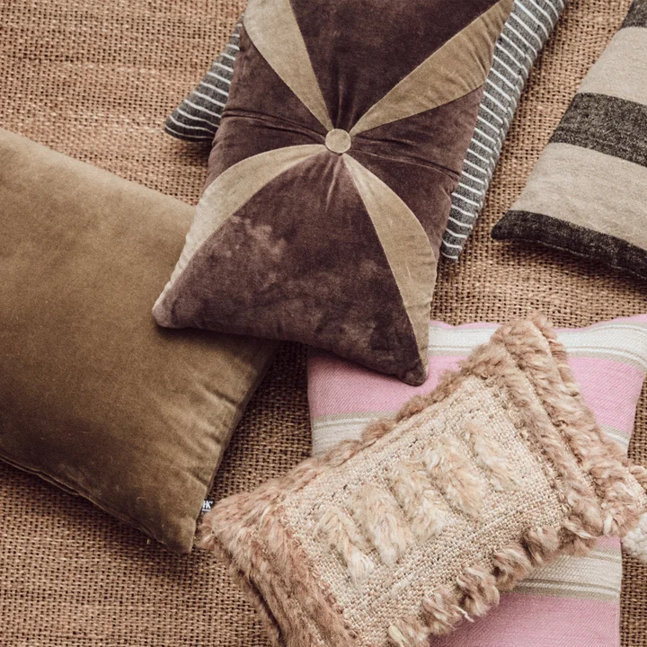 HKliving - Coussin en velours, 50 x 30 cm, brun