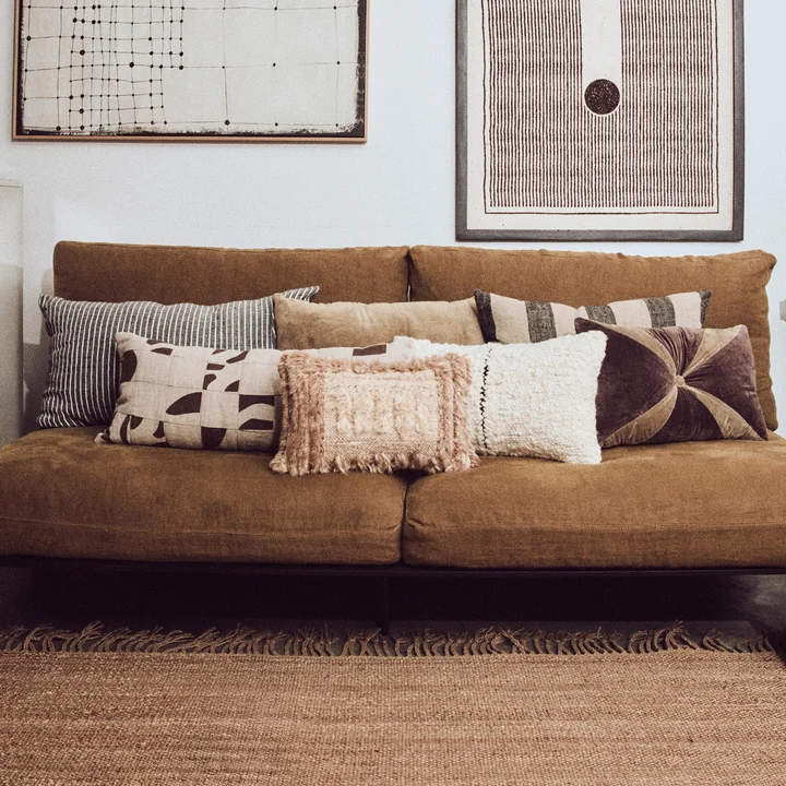 HKliving - Coussin en velours, 50 x 30 cm, brun