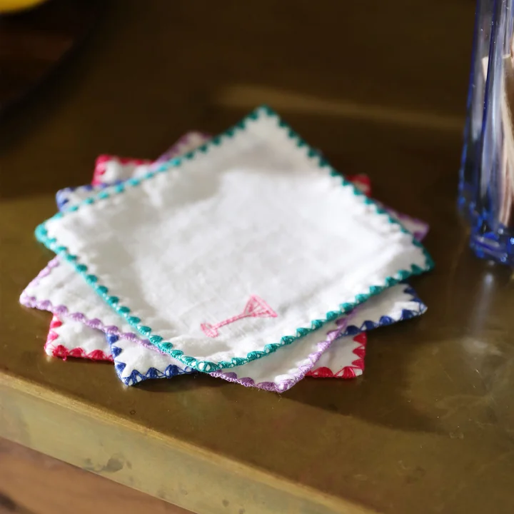 & klevering - Zigzag serviette cocktail, 12 x 12 cm, multicolore (lot de 4)