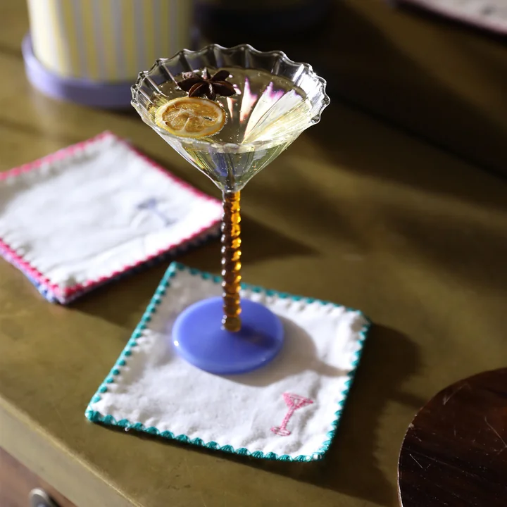 & klevering - Zigzag serviette cocktail, 12 x 12 cm, multicolore (lot de 4)