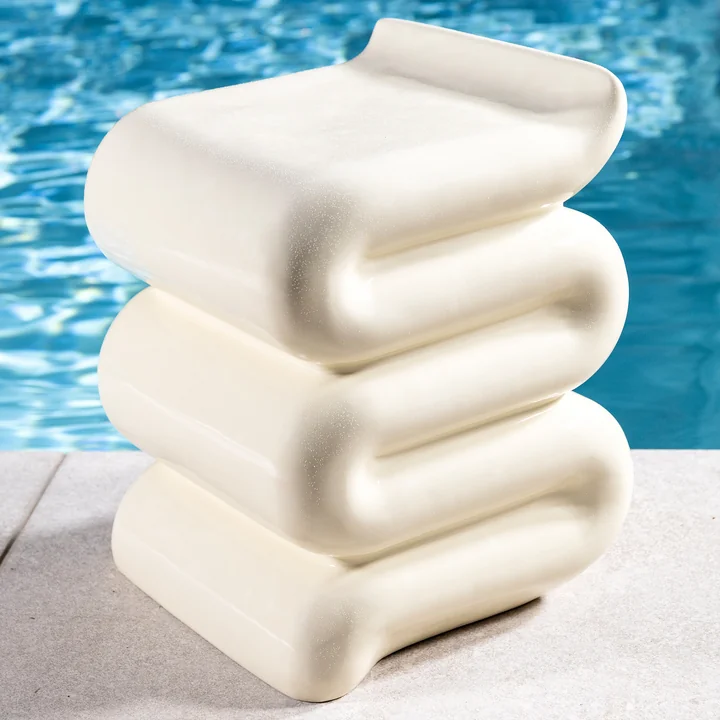 & klevering - Pillar Whip Table d'appoint, H 46 cm, blanc cassé