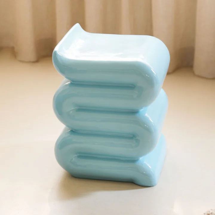 & klevering - Pillar Whip Table d'appoint, H 46 cm, bleu pastel