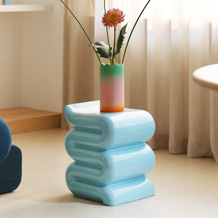 & klevering - Pillar Whip Table d'appoint, H 46 cm, bleu pastel