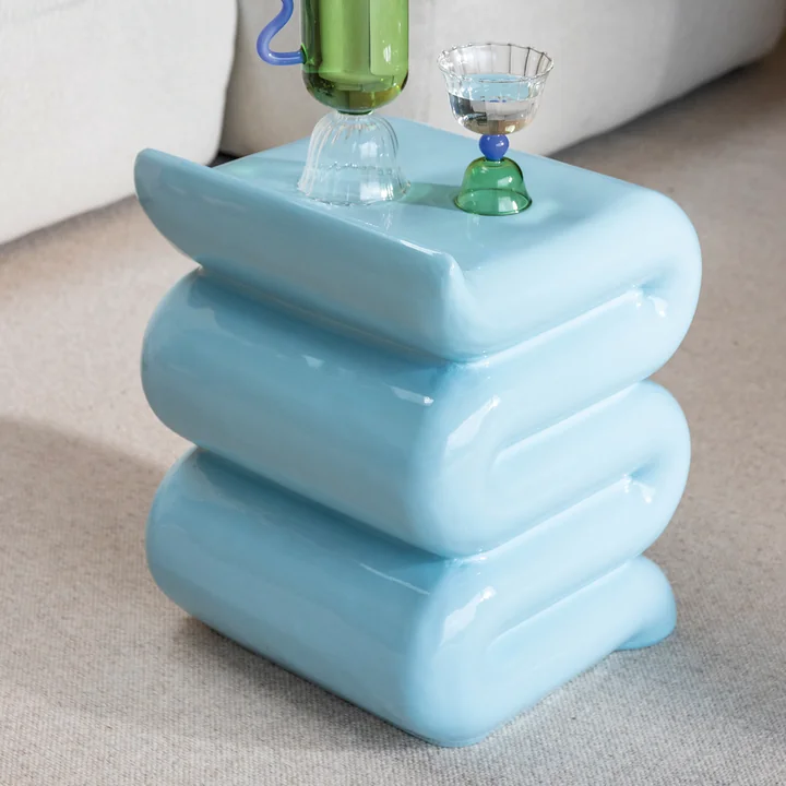 & klevering - Pillar Whip Table d'appoint, H 46 cm, bleu pastel