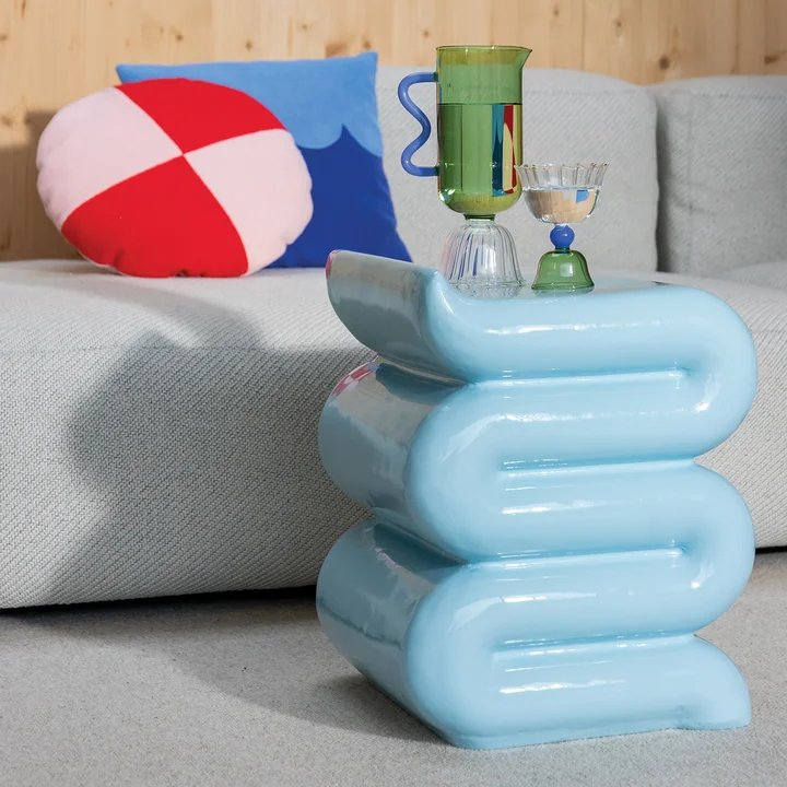 & klevering - Pillar Whip Table d'appoint, H 46 cm, bleu pastel