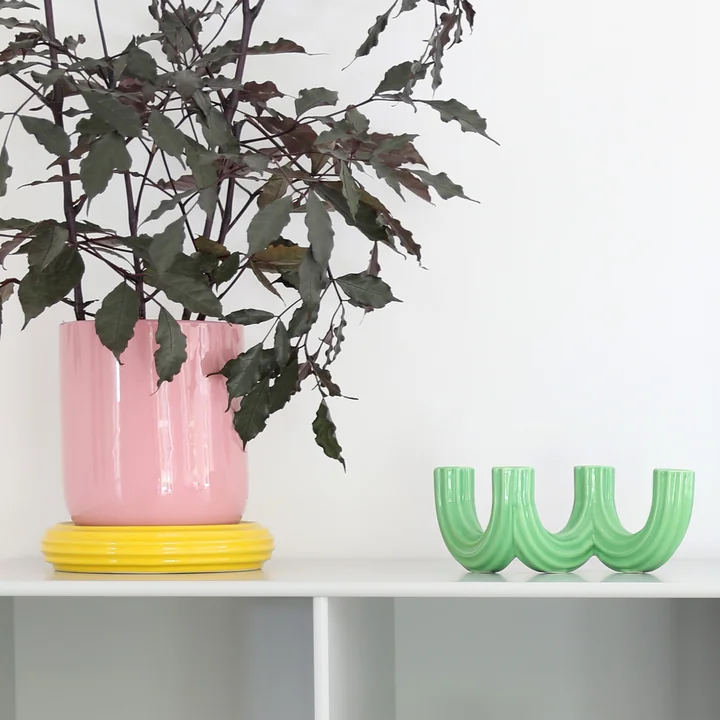 & klevering - Churros Pot de fleurs, blush / jaune, Churros Porte-bougie