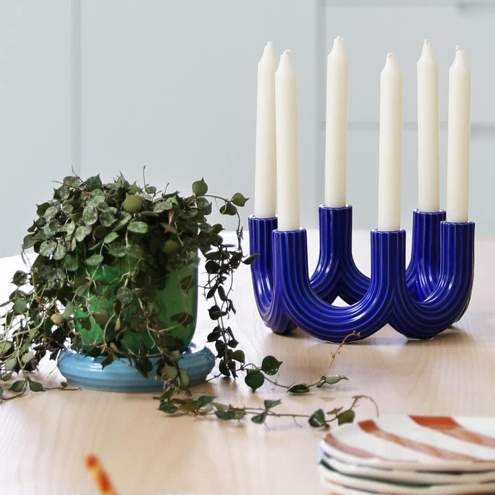 & klevering - Churros Pot de fleurs, vert / bleu, Churros Porte-bougie