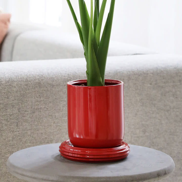 & klevering - Churros Pot de fleurs, Ø 19,5 x 21 cm, bourgogne