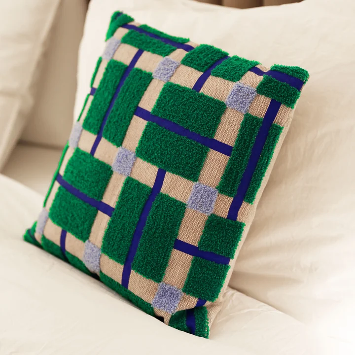 & klevering - Plano coussin 40 x 40 cm, bleu / vert