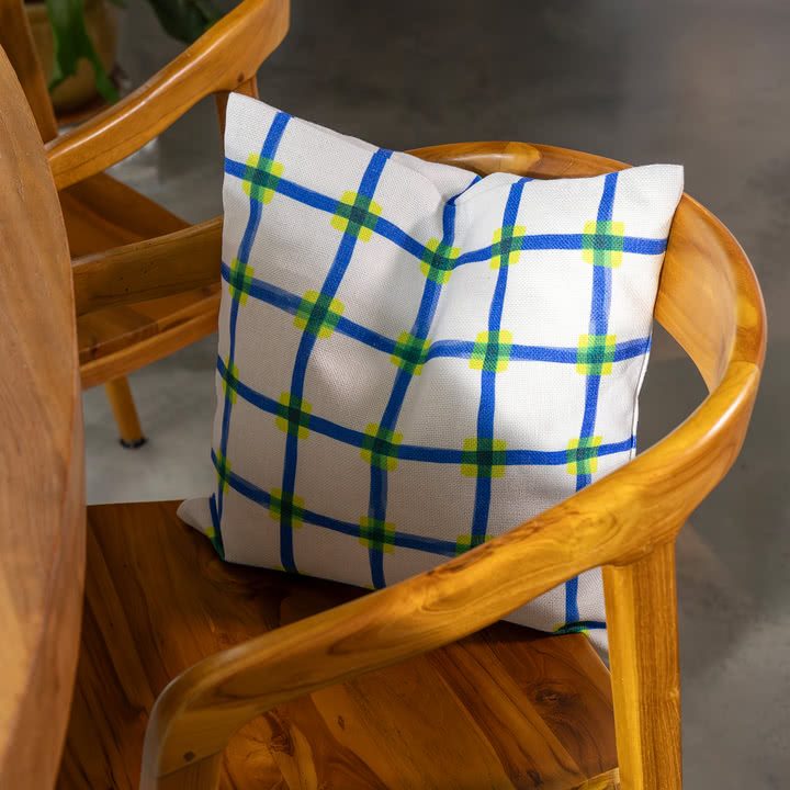 & klevering - Clash Coussin 40 x 40 cm, bleu / jaune