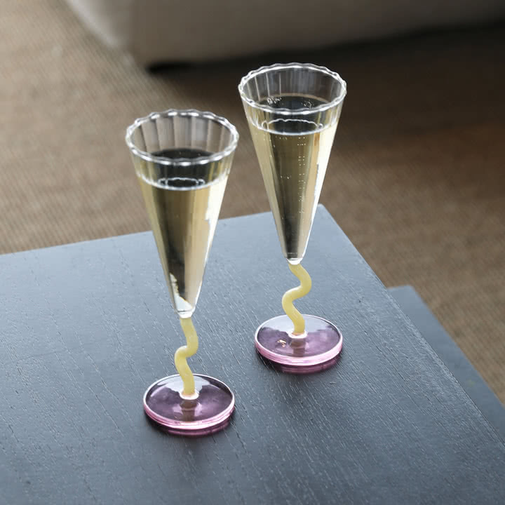 & klevering - Flute Flûte à champagne curve, 0,18 L, caramel (lot de 2)