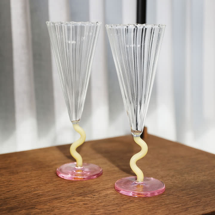 & klevering - Flute Flûte à champagne curve, 0,18 L, caramel (lot de 2)