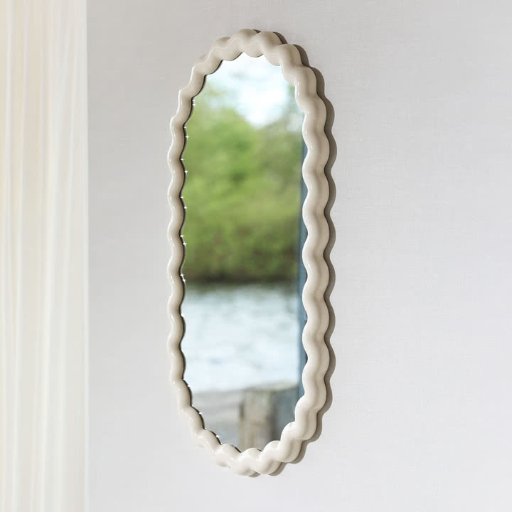 & klevering - Zigzag miroir 85 x 45 cm, blanc cassé