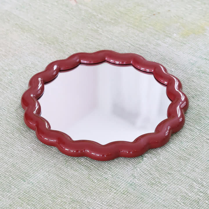 & klevering - Zigzag miroir Ø 40,5 cm, bourgogne