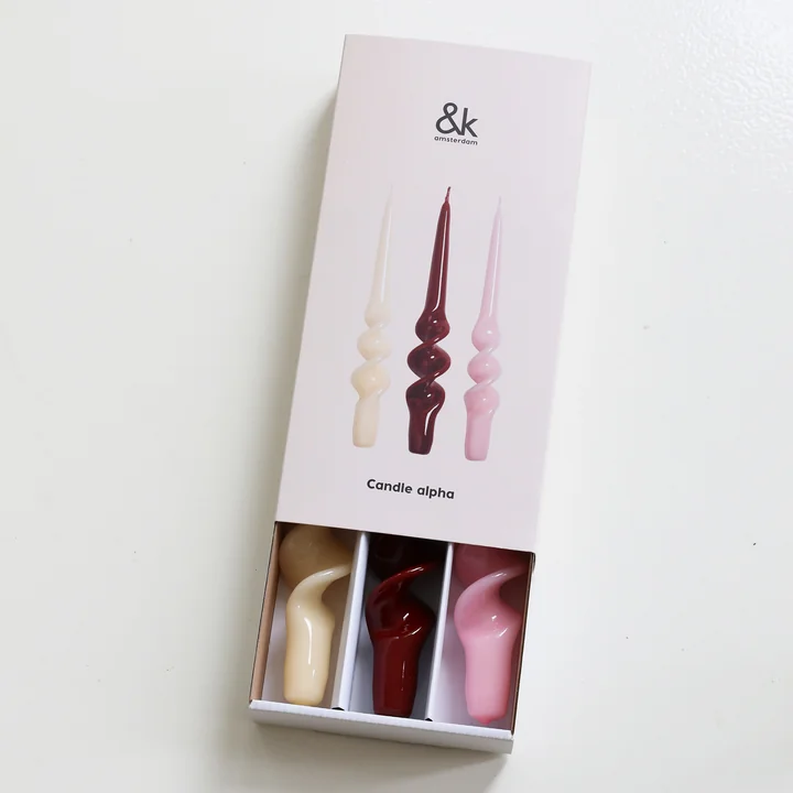 & klevering - Alpha Bougies à tige, rouge (set de 3)