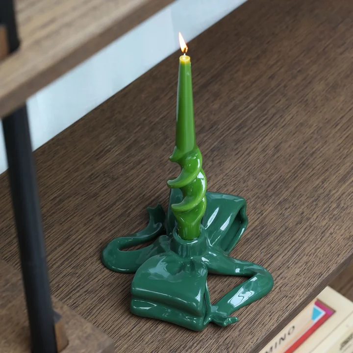 & klevering - Alpha Bougies à tige, vert (set de 3)