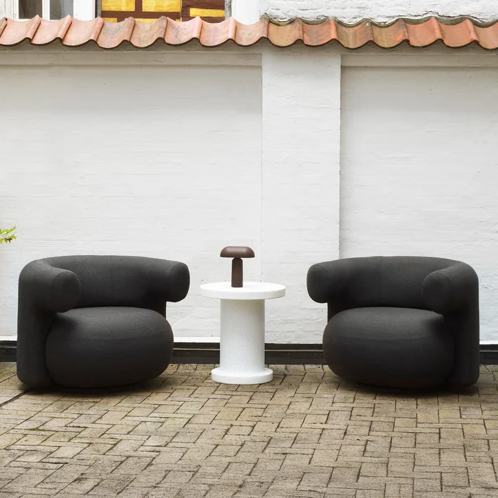 Normann Copenhagen - Burra Outdoor Lounge Chair avec fonction de retournement, chestnut (Natté 10102)