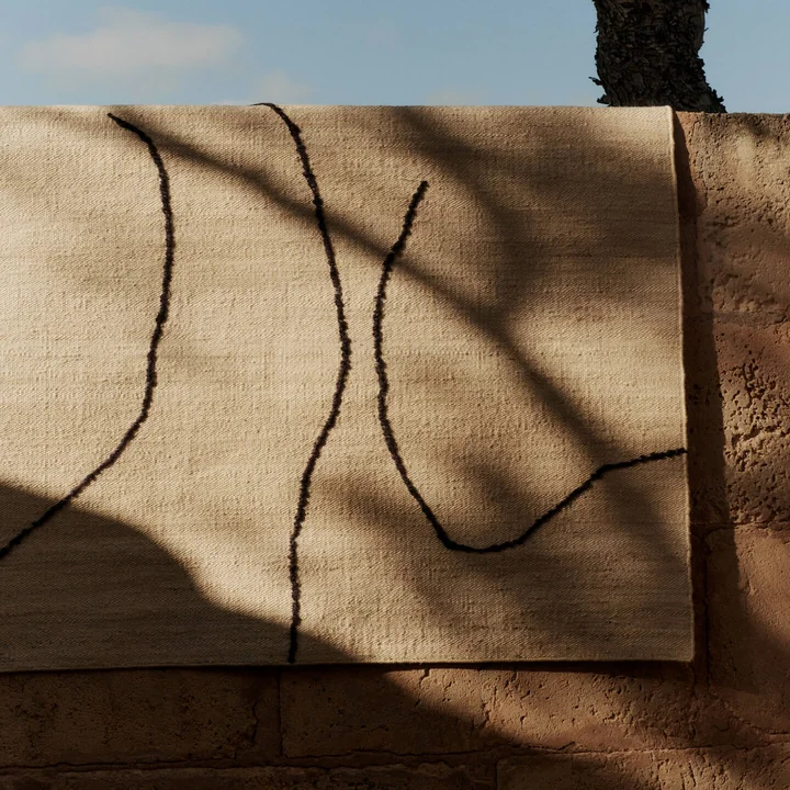 Ferm Living - Tapis de jute Gesso, 200 x 300 cm, blanc cassé / fig. foncé