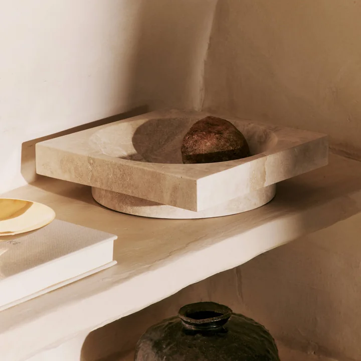 Ferm Living - Hew Coupe décorative, H 7 cm, travertin