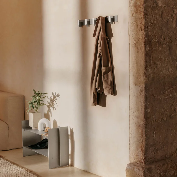 Ferm Living - Lager Étagère basse et portemanteau mural, aluminium