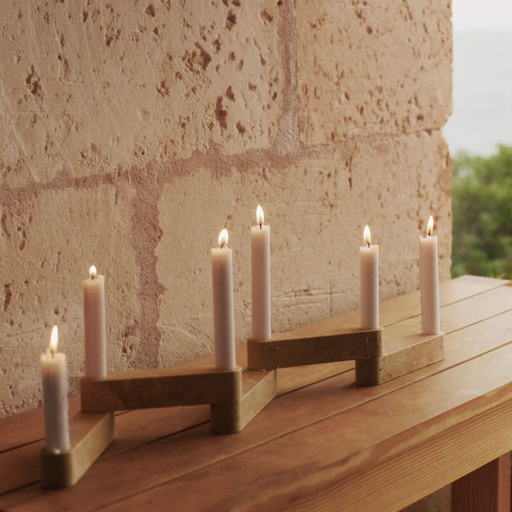 Ferm Living x Utzon - Newel Modular bougeoir, travertin (set de 6)