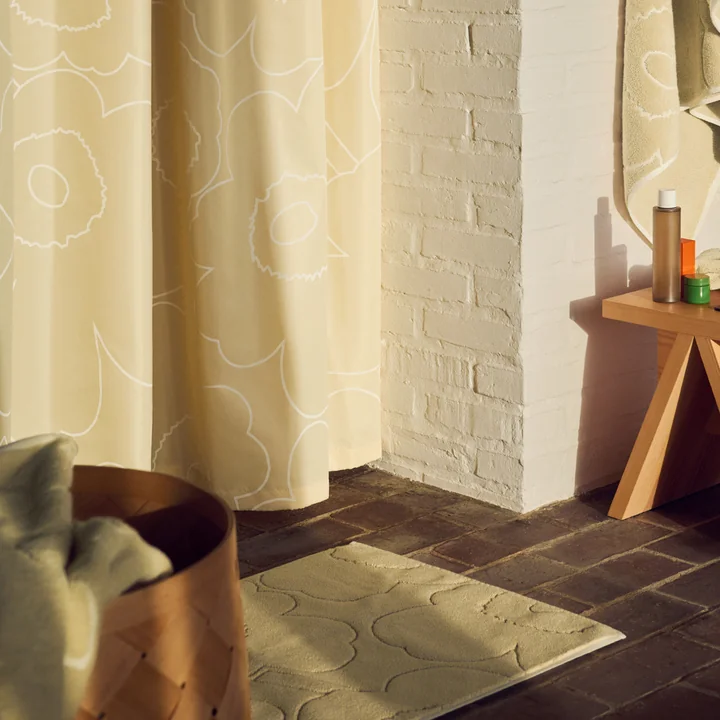 Marimekko - Piirto Unikko Tapis de bain, 50 x 80 cm, paille / blanc cassé