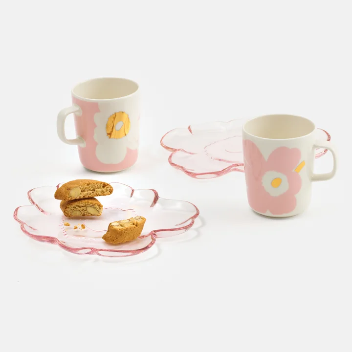 Marimekko - Unikko Assiette en verre, 20 cm, rose