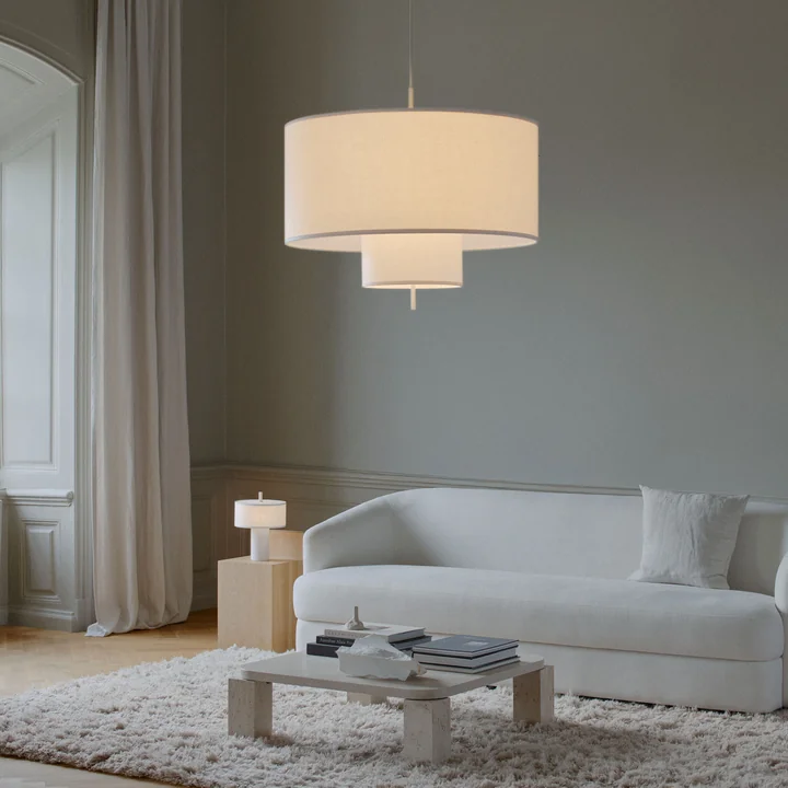 New Works - Margin Portable LED lampe de table avec batterie, lampe suspendue 90 cm, blanc