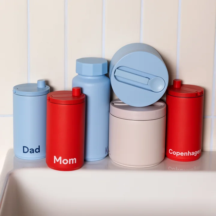 Design Letters - Travel Gobelets, deep sea coral et light blue