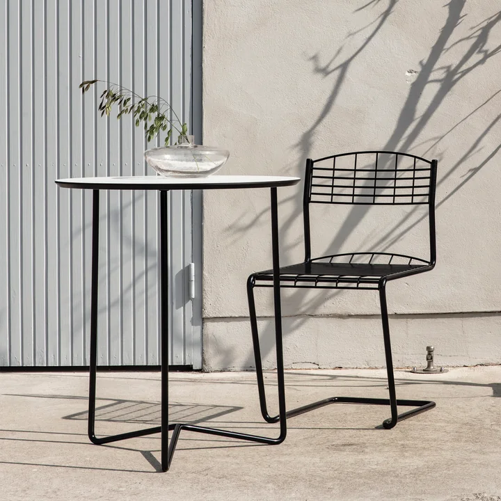 Grythyttan - Table de jardin High Tech Ø 60 cm, blanc / noir