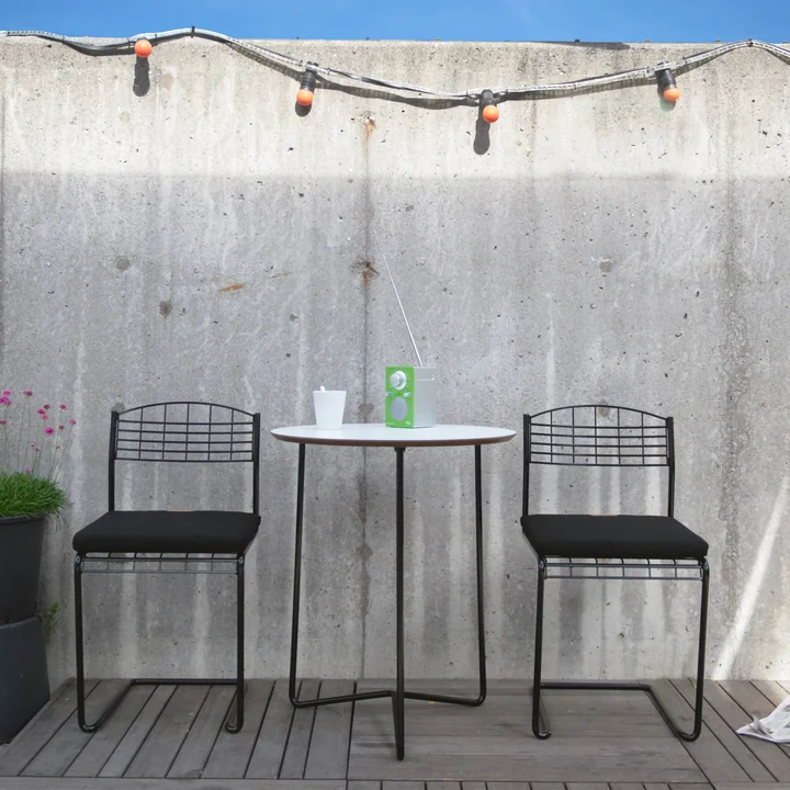 Grythyttan - Table de jardin High Tech Ø 60 cm, blanc / noir