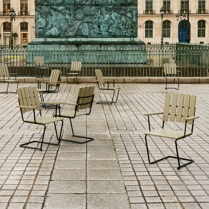 Grythyttan - A2 Fauteuil de jardin, chêne verni vert clair / noir